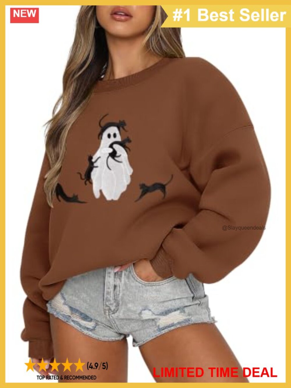 Oversized Crewneck Sweatshirt Long Sleeve Pullover Women